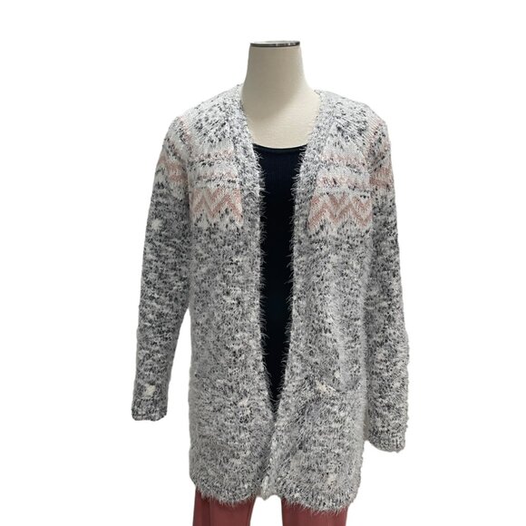 Retrology Fuzzy M Open-Front Cardigan Cozy Knit Soft Casual Layering Casual - Picture 10 of 10